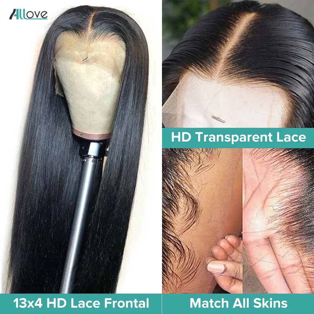 Allove 30 40 Inch Bone Straight Lace Front Wig HD 13x4 Lace Frontal Human Hair Wig For Women Brazilian 4x4 5x5 Lace Closure Wig