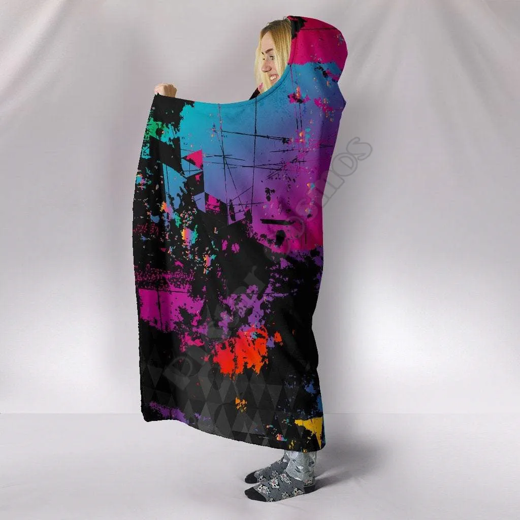 Colorflu Paint Splatter Abstract Art 3D Printed Wearable Blanket Adults For Kids Various Types Hooded Blanket Fleece blanket