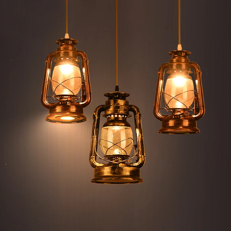 Retro Kerosene Pendant Lamp European Antique Hanging Light Creative Bar Table Restaurant Hanging Lamp Farmhouse Pendant Lights