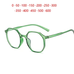0 -0.5 -1.0 -1.5 To -6.0 Fashionable Lightweight Student Finished Myopia Glasses Women Men Polygon Prescription Eyeglasses
