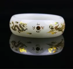 Natural Jade Bangle White Bracelet Hand-Carved Lady Jewellery Fashion Accessories for Women Round Bangle Charm Jadeite Gift 66mm