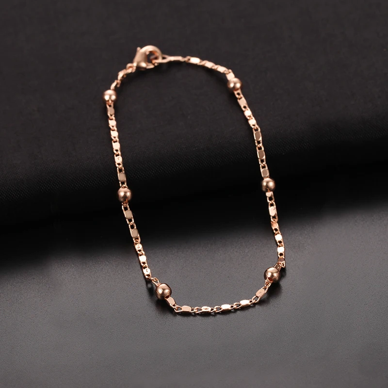 Womens Girls Men Smart 585 Gold Color Rose Slim Chains /Curb/Wave Bracelets Classic Jewelry