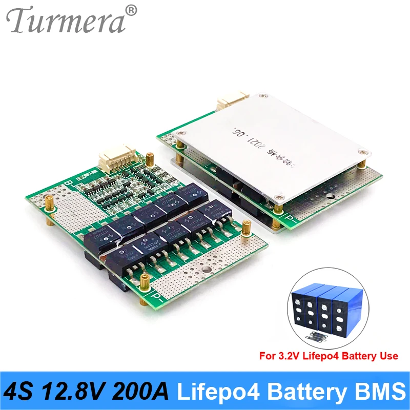 

Turmera 4S 12.8V 200A Balance Lifepo4 Battery BMS Balance Protected Board for 3.2V 100Ah 200Ah 280Ah 310Ah Lifepo4 Batteries Use