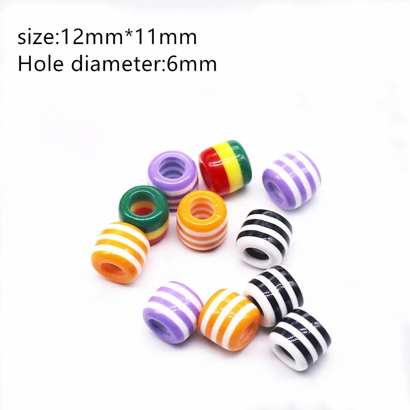 

50/100 PCS Colorful Resin Dreadlock Beads Rainbow Stripes Pattern For Hair Braid Dread Dreadlock Beads Rings Accessories