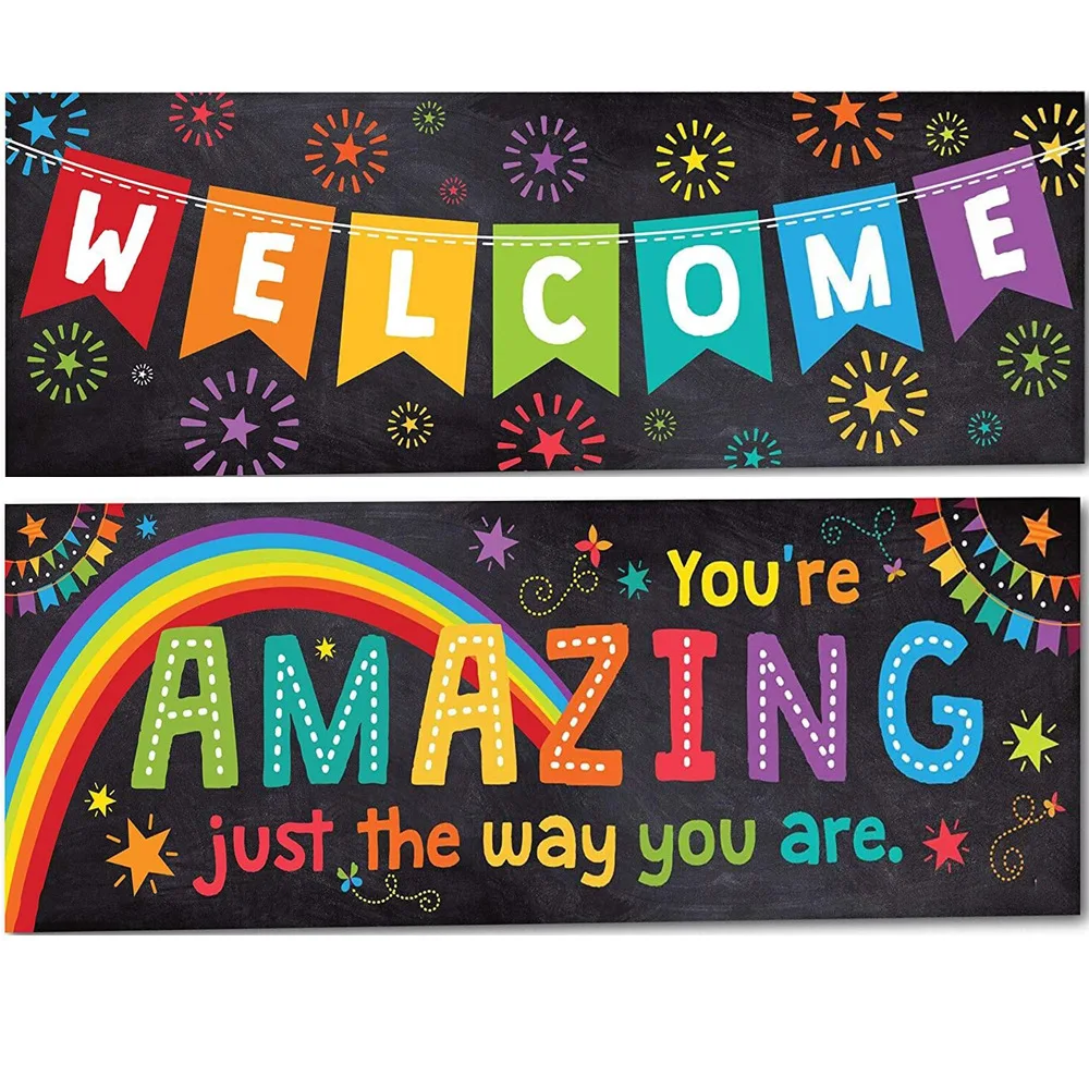 2021 Back To School Season Flag Decoration Welcome Back School Colorful Banner Door Porch Sign Hanging Banner Classroom Decor