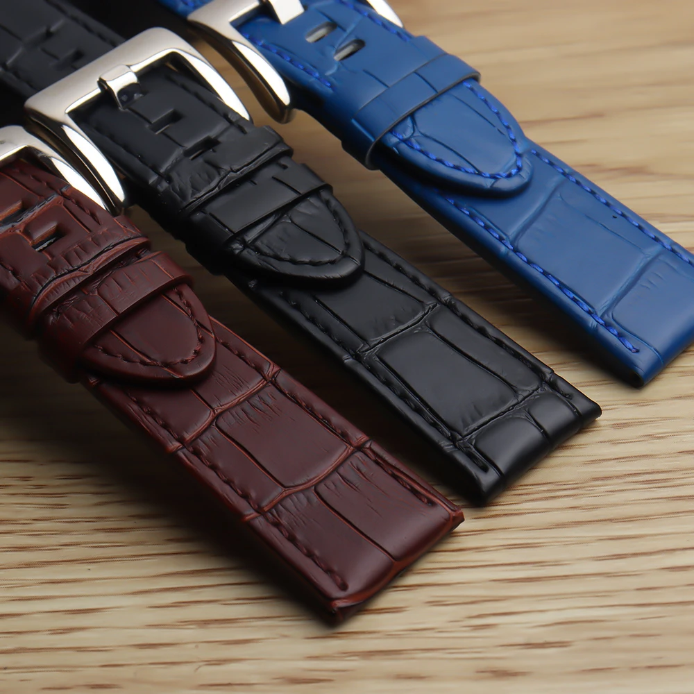 22 mm Genuine Leather Watchband Men\'s Watch Strap for Montblanc Star 36065 Wtach Band Belt Bracelet Brown Black blue