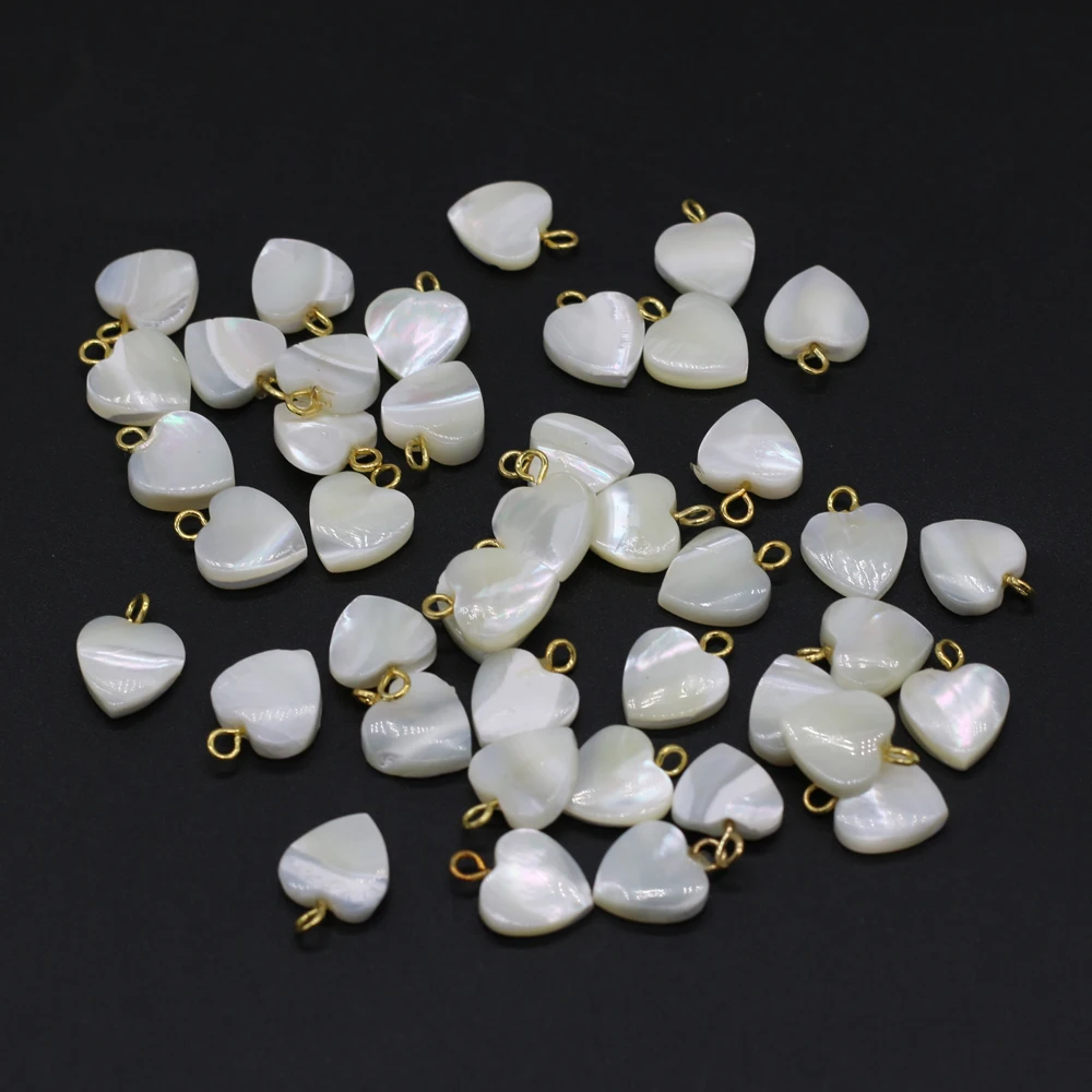 Colgante de concha Natural en forma de corazón blanco de nácar, exquisitos dijes para la fabricación de joyas, accesorios de collar de pulsera DIY