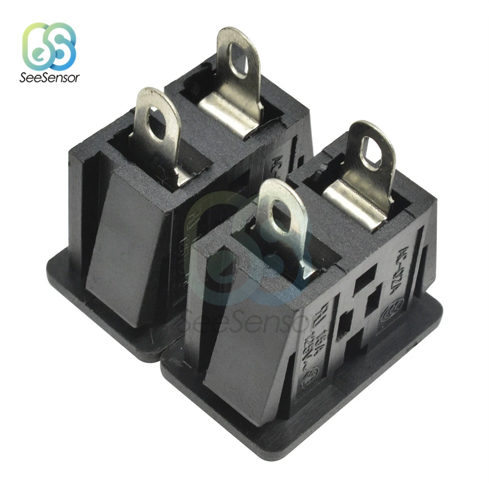 5pcs AC 15A 125V 2 Pin US Plug Panel Mount US Outlet Power Socket Black