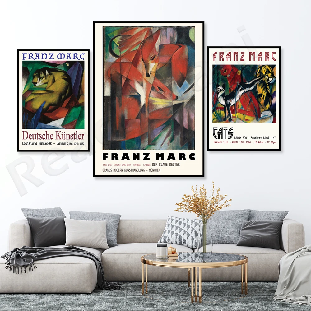 FRANZ MARC poster 1972, Marc poster, Foxes cat poster, gallery exhibition poster, artist poster, German expressionist poster