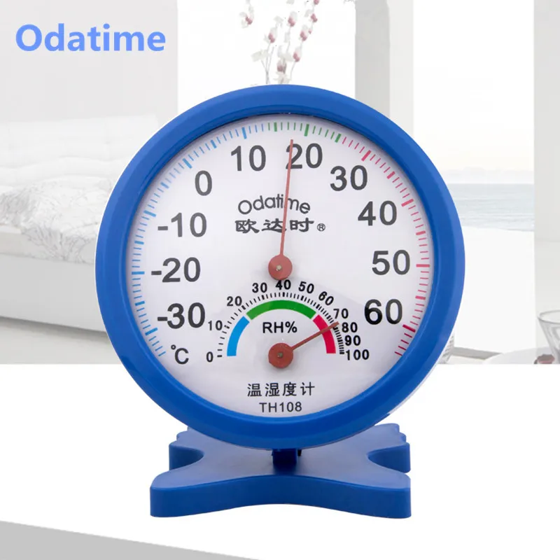 

Odatime Thermometer Hygrometer Round Clock-shaped Measuring Indoor Outdoor Wall Temperature Humidity Thermometer Meter Gauge