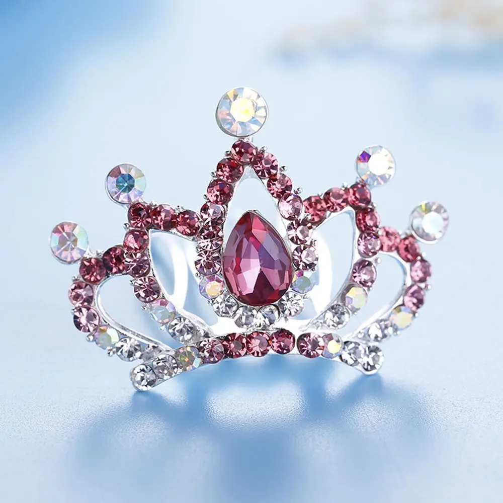 1Pc Fashion Mini Crystal Rhinestone Princess Crown Hair Comb Birthday Party Gift Tiaras For Girls Kids Hair Jewelry Accessories