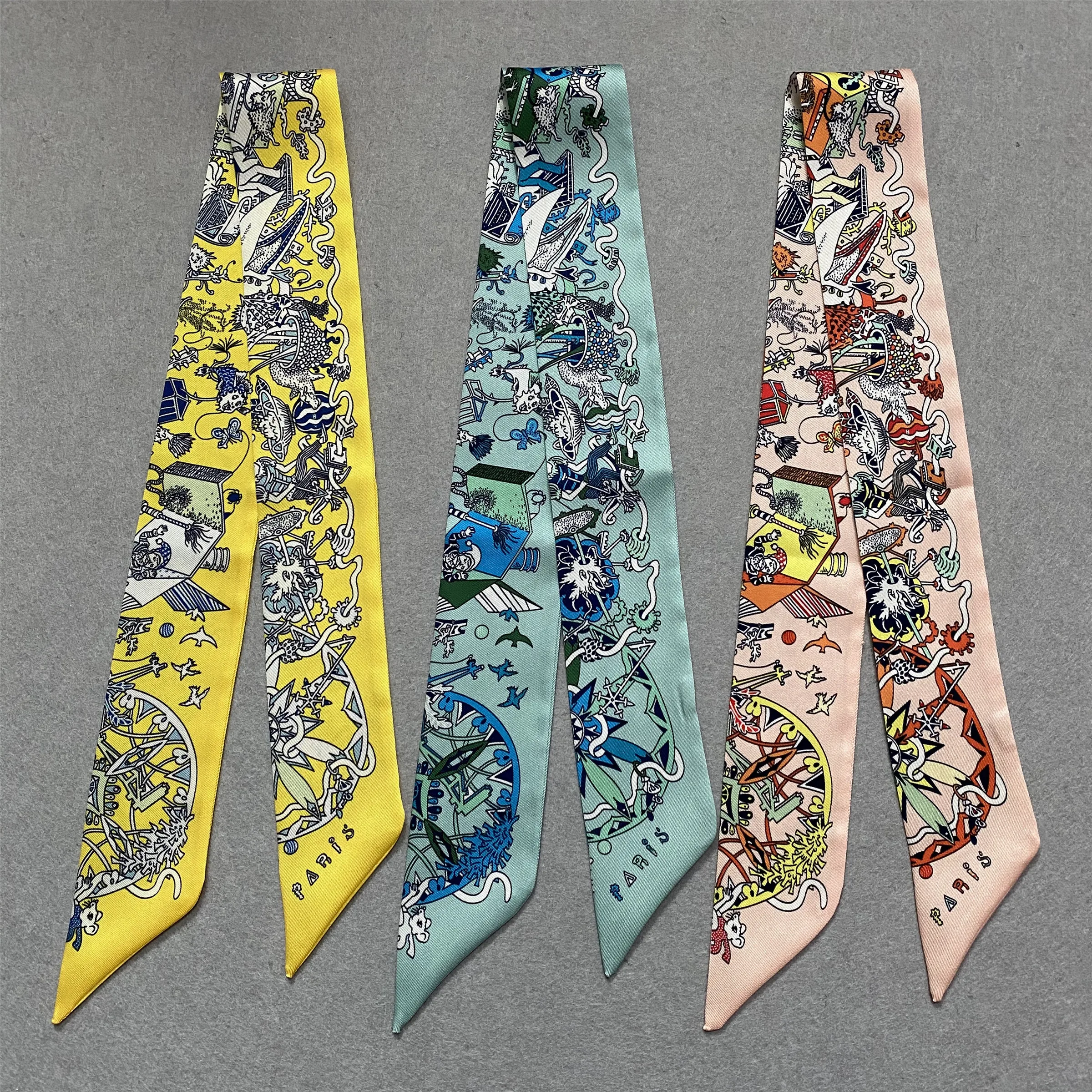 2023 Design Spring Skinny Scarf Women Silk Scarf For Ladies Luxury Brand  Letter Neck Bag Scarves Hair Foulard Headband