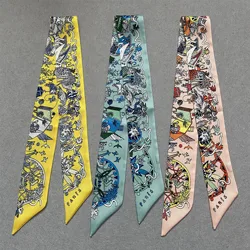 2023 Design Spring Skinny Scarf Women Silk Scarf For Ladies Luxury Brand  Letter Neck Bag Scarves Hair Foulard Headband