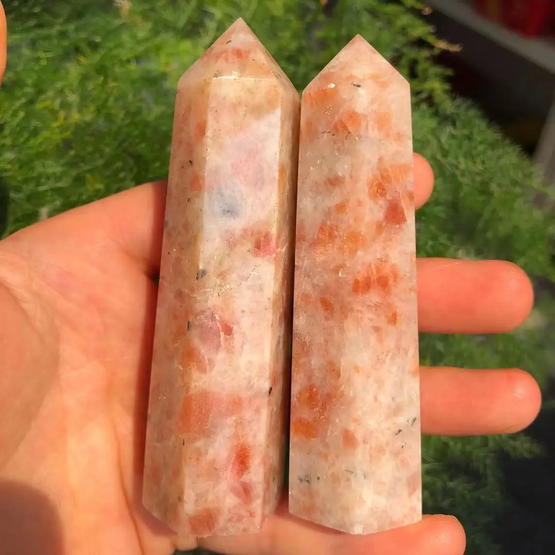Natural Sun Stone Tower Point, Quartz Crystal, Healing Energy, Reiki, Mineral Gem, Desktop, Home Decoration, 1Pc, 5-11cm