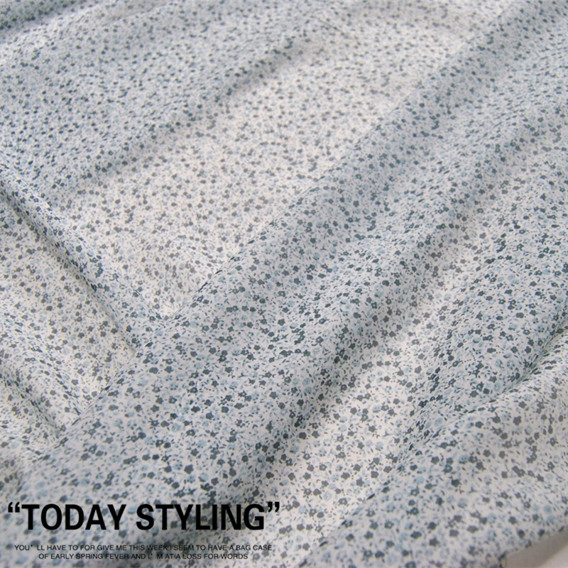 

Silk Chiffon Fabric Dress White Small Floral Real 100% clothing Cloth DIY Sewing Tissue