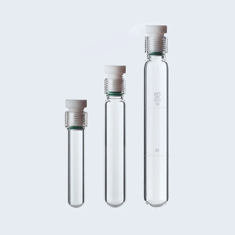 1pcs Screw Glass Pressure Flask with Tetrafluoro-Threaded Plug，Total Phosphorus Total Nitrogen Screw Colorimetric Tube 10-100ml