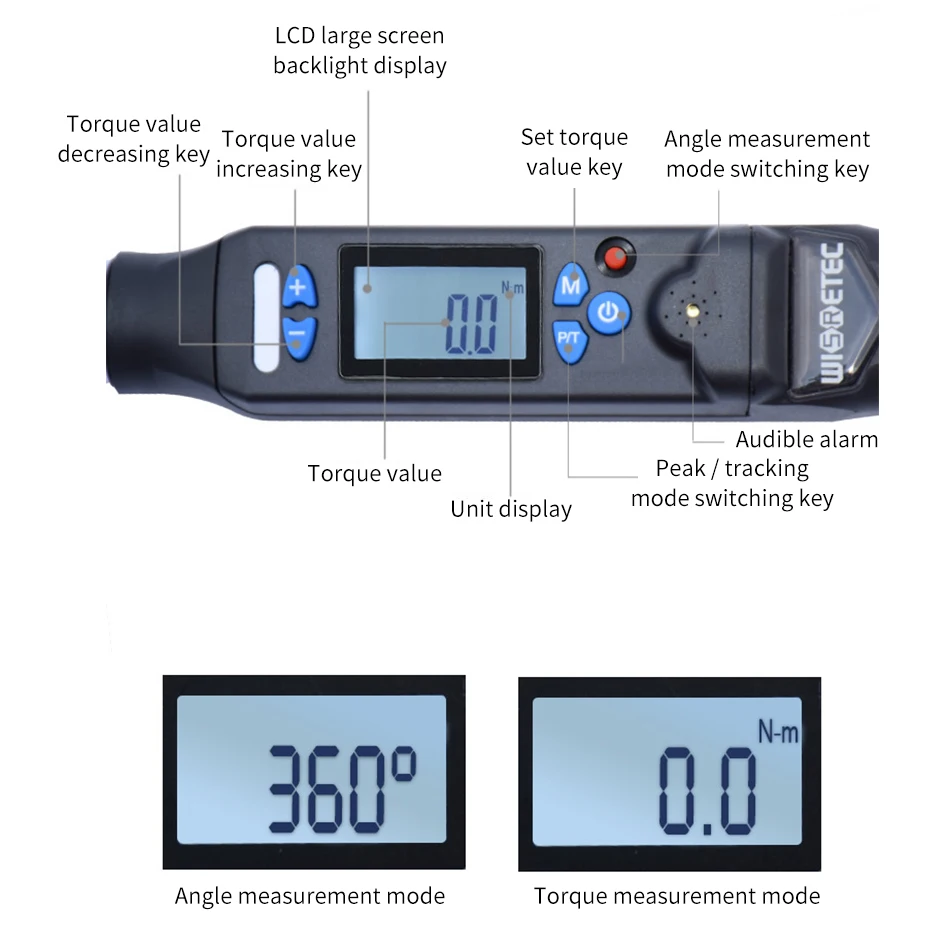 Electronic Digital Torque Wrench Data Transmission Communication 6.8-340NM Hand Repair Tools