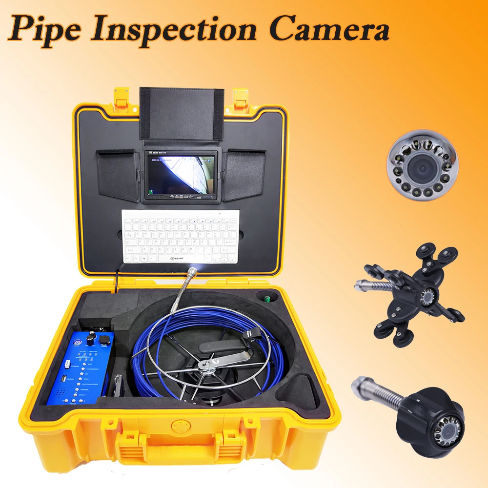 

DVR Recorder 7'' Monitor IP68 Waterproof CCTV Pipe Inspection Camera Drain Sewer Industrial Endoscope System 25mm Lens 20m Cable