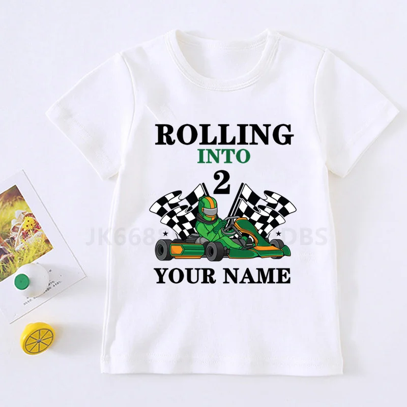 

Boys KARTING 1-10 Birthday Number Print T Shirt Children Birthday Boy Trucks T-shirts Boy&Gir Car Gift Tshirt Present