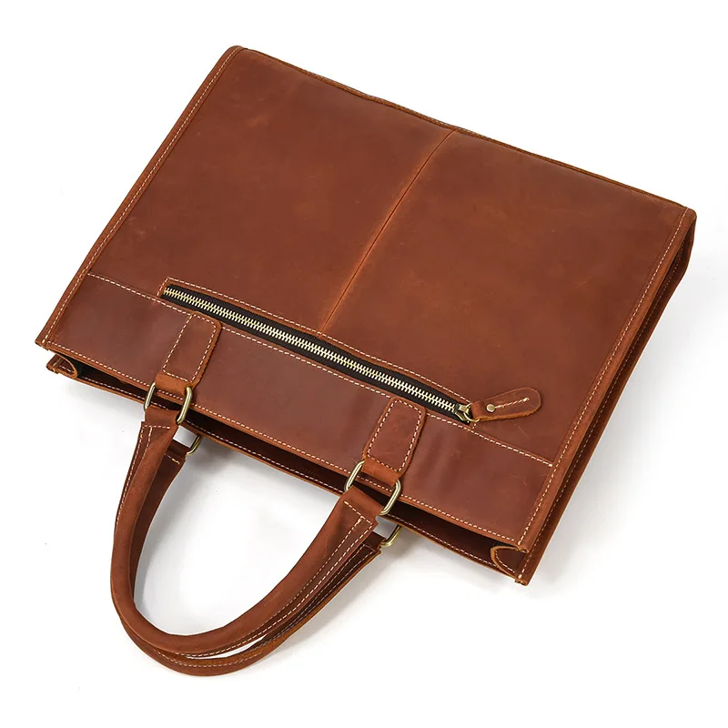Newsbirds Mens Leather Handbag 15.6 Inch PC Notebook Laptop Briefcase Shoulder Bag 100% Cowhide Man Bag Male Business Bag