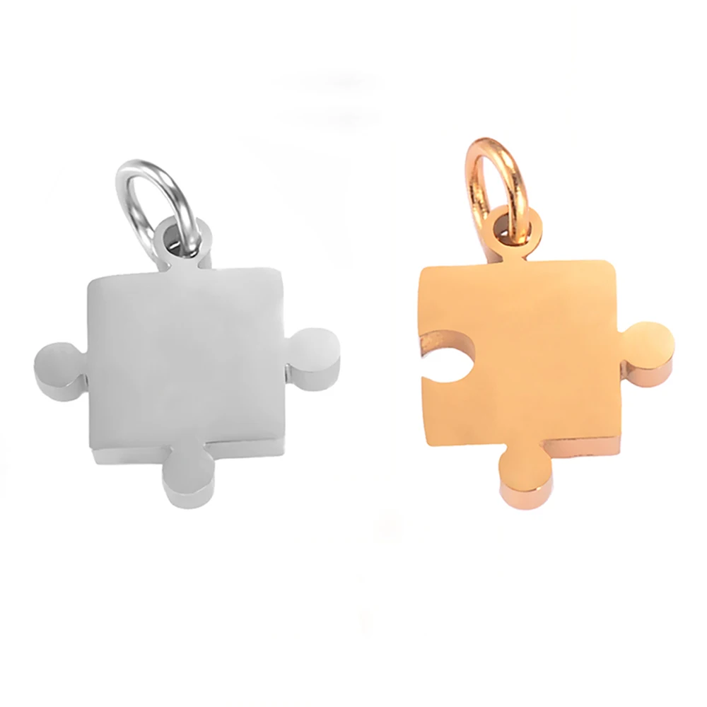 5sets Puzzle Piece Stainless Steel Charms for DIY Keychain Jewelry Wholesale Crafting Bracelet Necklace Earring Making