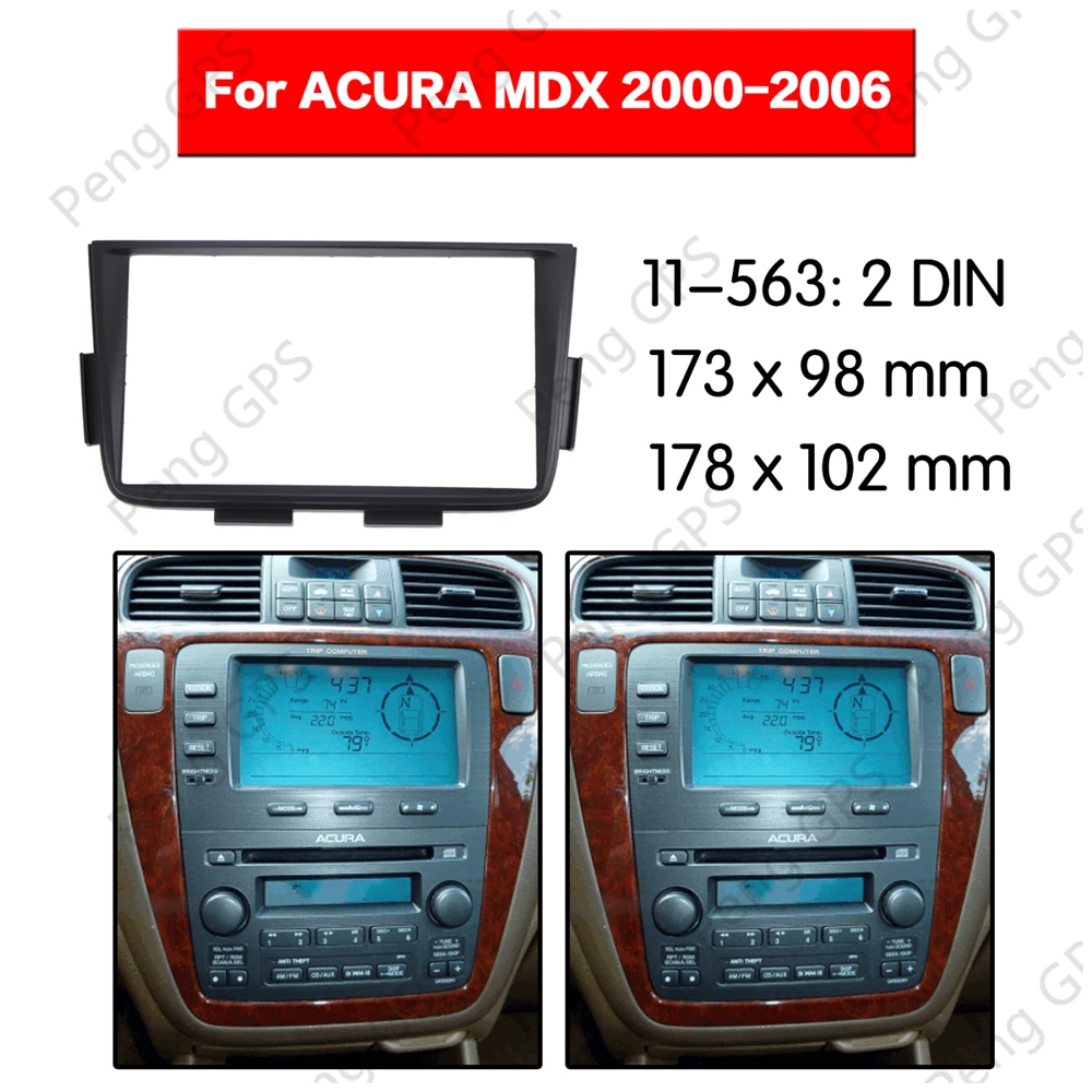 2 Din Car Radio DVD Fascia Frame Mount Refitting Kit Panel For ACURA MDX 2000-2006 Bezel Dash Surround Adaptor Auto trim ABS CD