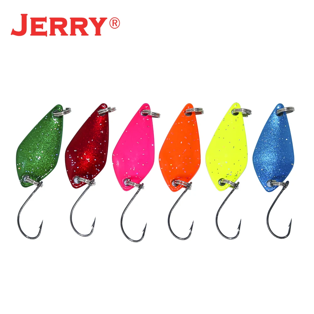 Jerry 6pcs 2.5g/3.5g/5g Casting Pesca UV Color Micro Area Trout Bait Fishing Spoon Kit Metal Lures Baubles Wholesale