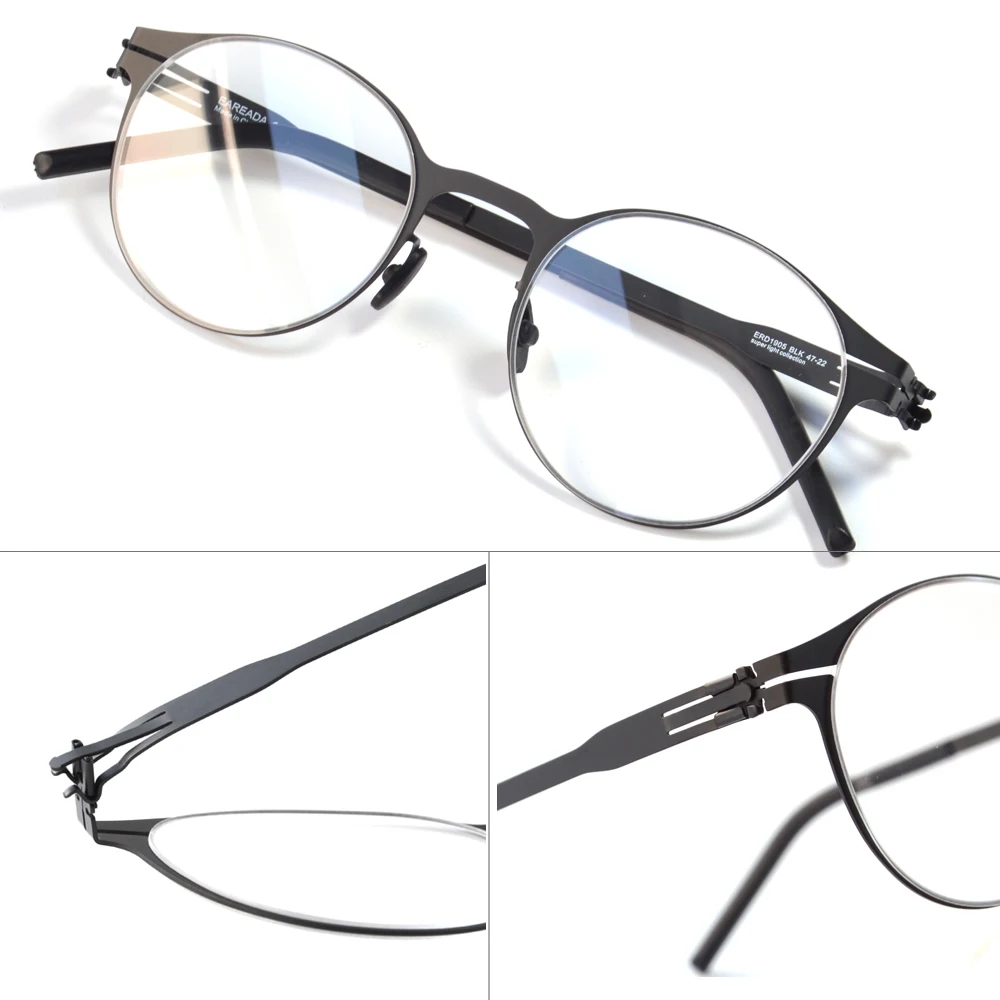 

Germany Designer Screwless Vintage Round Eyeglasses for Men Super Thin Metal Retro Circle Lens Eyewear Frames Women