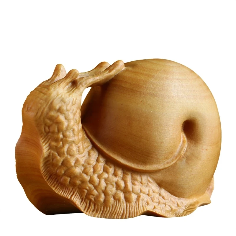 

Boxwood 6CM Snail Figurines Wood Statue Animal Sculpture Home Decor Tea Pet Desktop Decoration Snail Animal Wood Statue