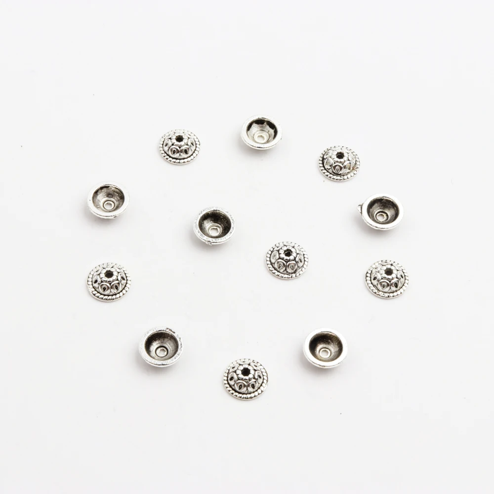 50 Stück Antik Gold Silber Bronze Mix Halbkreis mit Löchern Form Metall Spacer Perlen Kappe für Schmuckherstellung Armband Armband – Detail 7