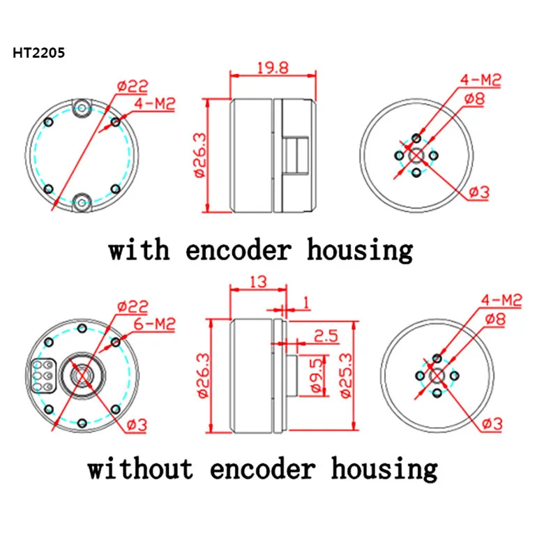 12V 800RPM Brushless Gimbal Motor HT2205 Mini Camera Pan-Tilt-Zoom PTZ BLDC Motor With 12-14Bit AS5048A/AS5600 Encoder For RC