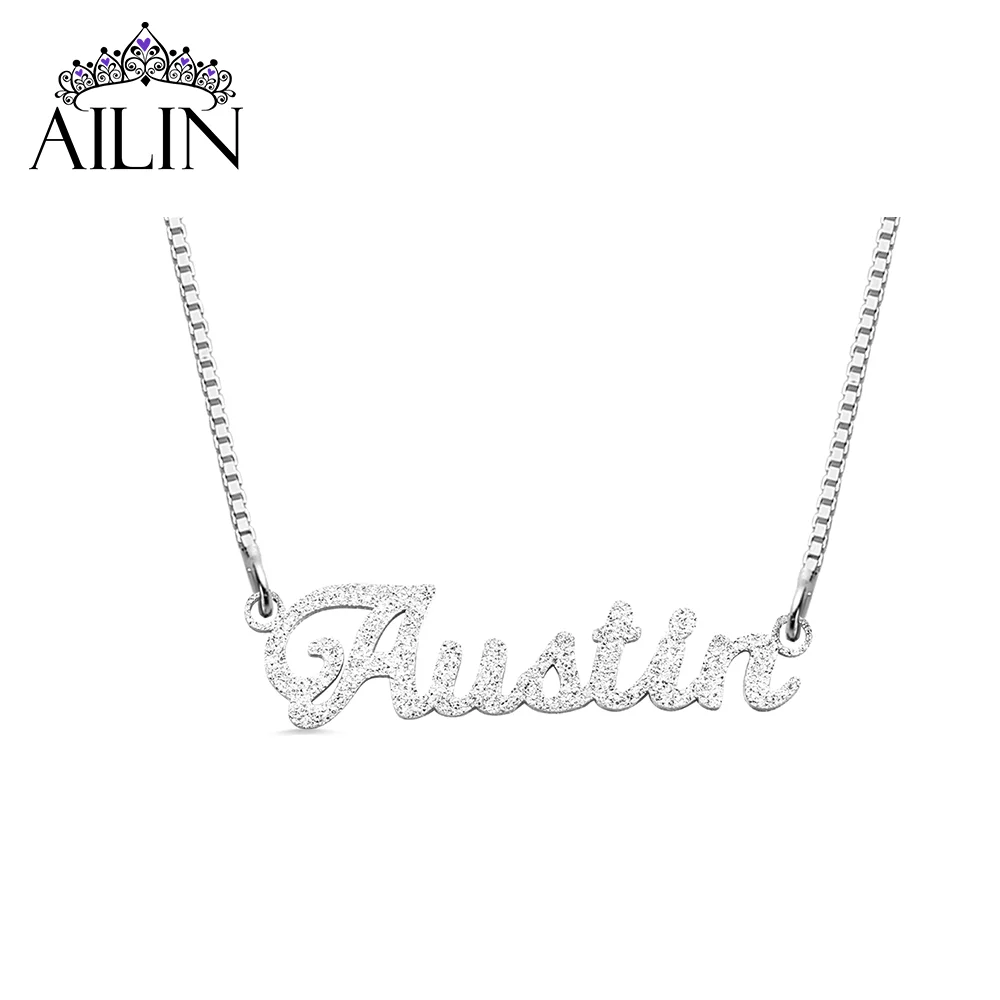 

AILIN Dropshipping Personalized Engraved Texts Pendant Name Necklace in Rose Gold Color Special Gift Jewelry for Woman Mother