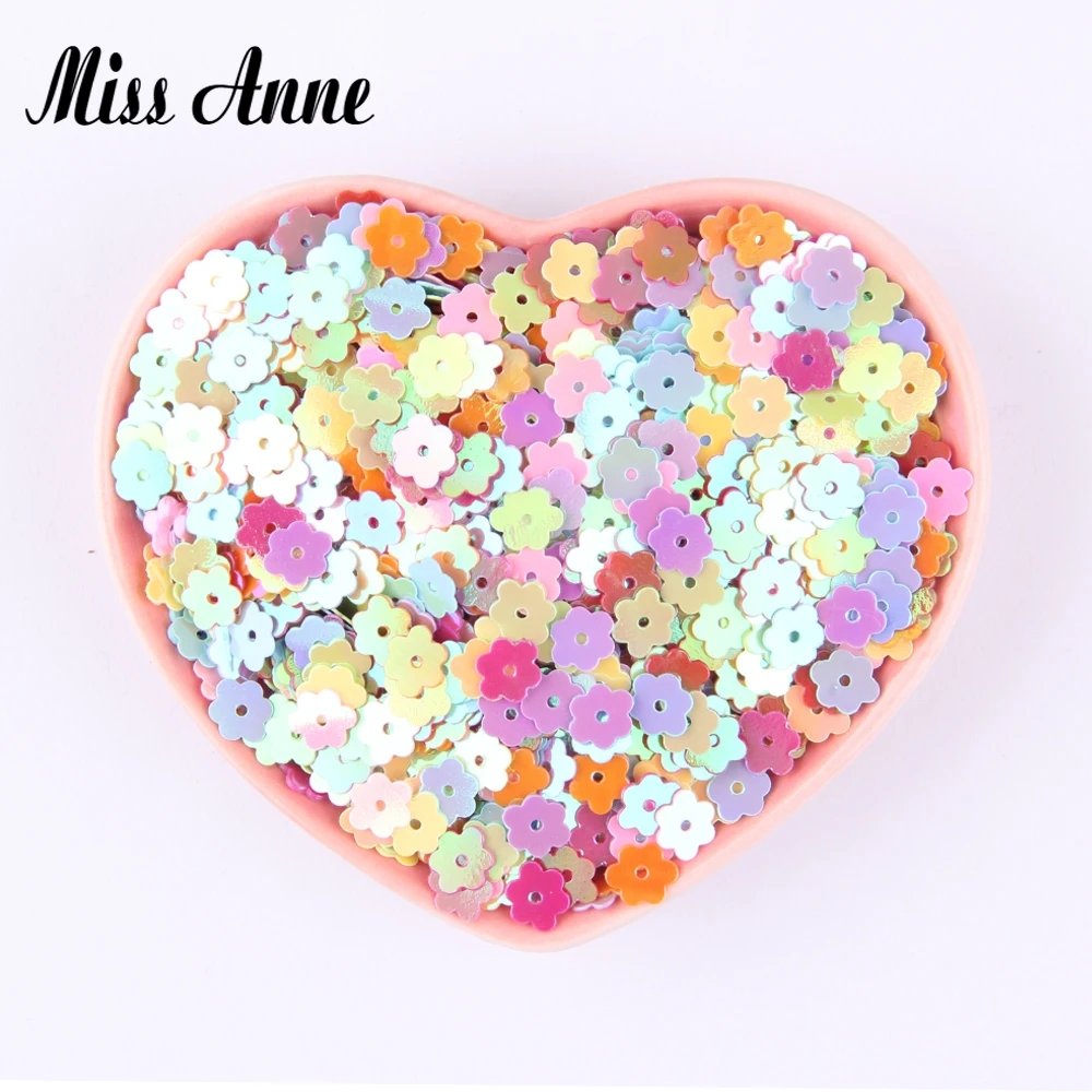 Plum Blossom Sequins 6mm Flower Pailettes  AB Color for Women Crafts Sequins Cucito Sewing Lentejuelas 10g