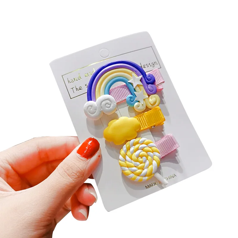 2020 New Rainbow Lollipop Cute Children Hairpin Hair Clips Accessories For Girls Kids Hair Ornament Barrettes Hairclip Headdress