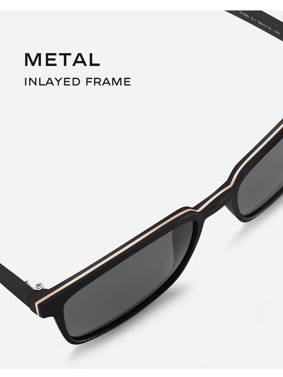 CAPONI Polarisierte Sonnenbrille Frauen Fashion Square Schwarz Shades Sonnenbrille Linsen Unterstützung Angepasst Myopie Rezept CP6199 – Detail 4