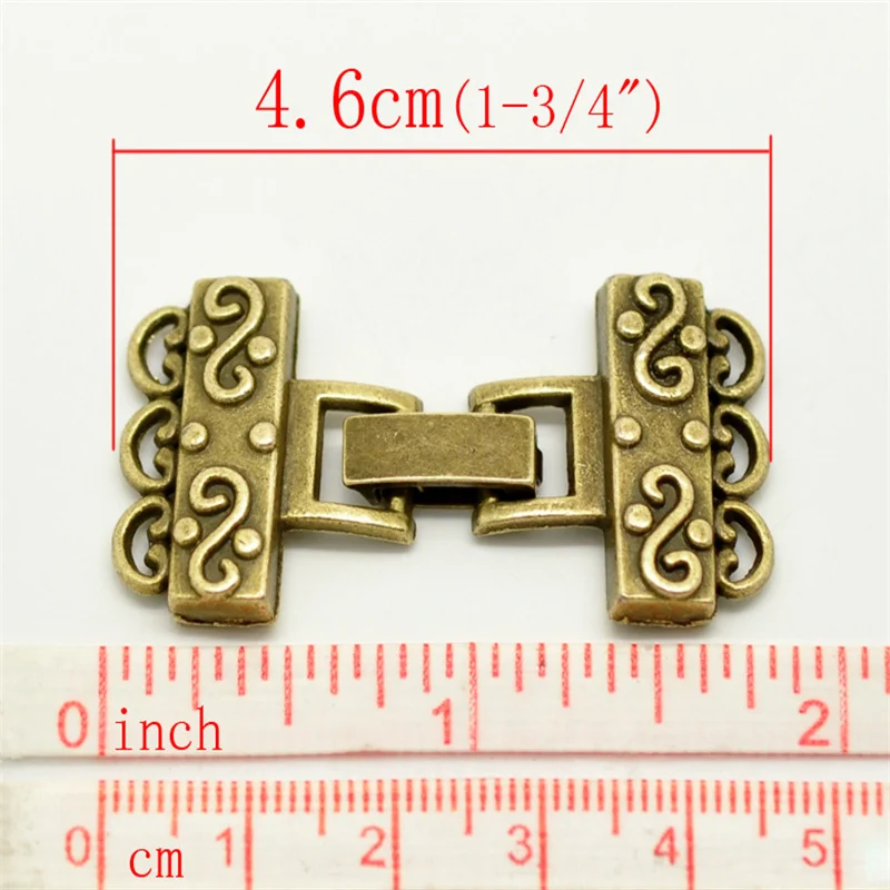 5 Sets Doreen Box End Caps for Bracelets / Necklace 4.6x2.3cm Antique Bronze Silver Color Findings For DIY Jewelry Making