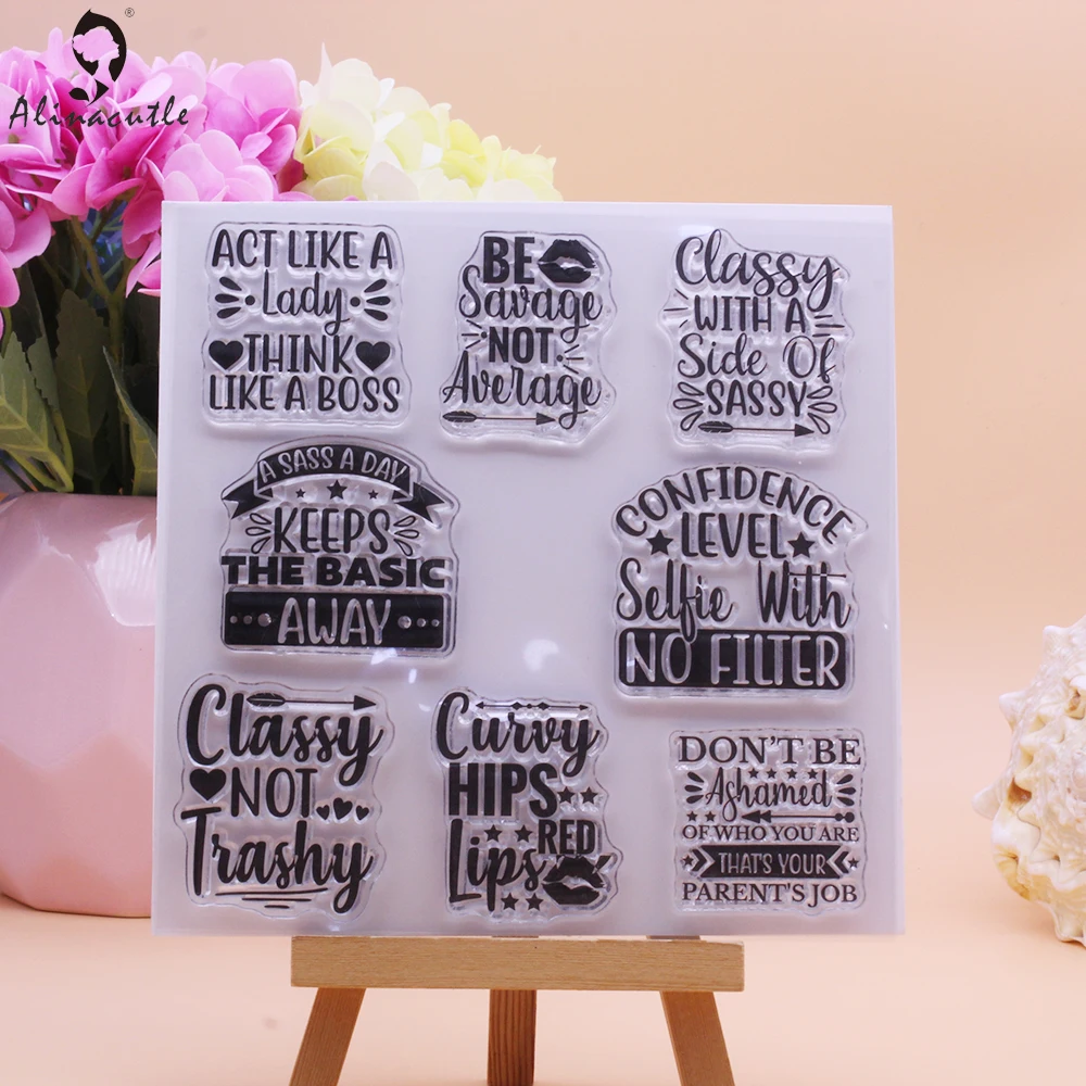 Alinacutle CLEAR STAMPS Classy With A Side of Sassy Confidence Scrapbooking Card Paper Craft Rubber Transparent Silicon Stamp