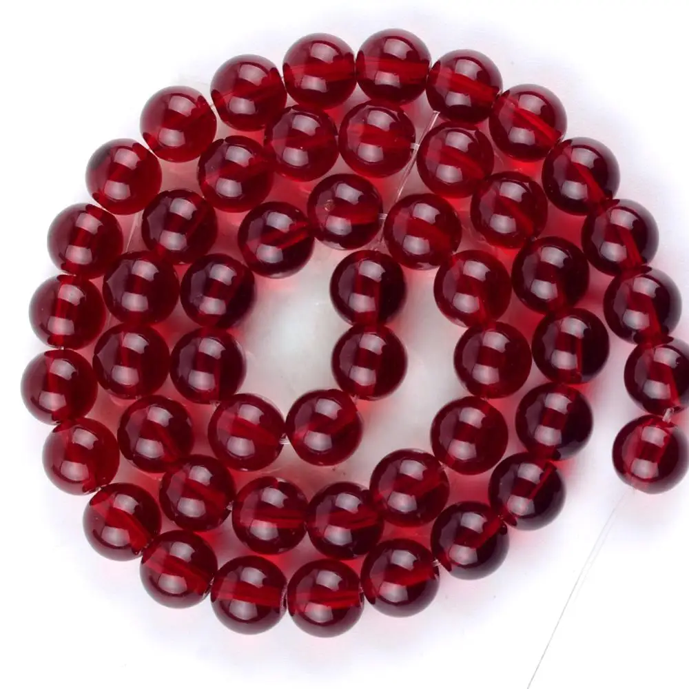 Wholesale Garnet Red Glass Crystal Stone Beads Round Loose Spacer For Jewelry Making 4/6/8/10/12mm DIY Bracelet Necklace