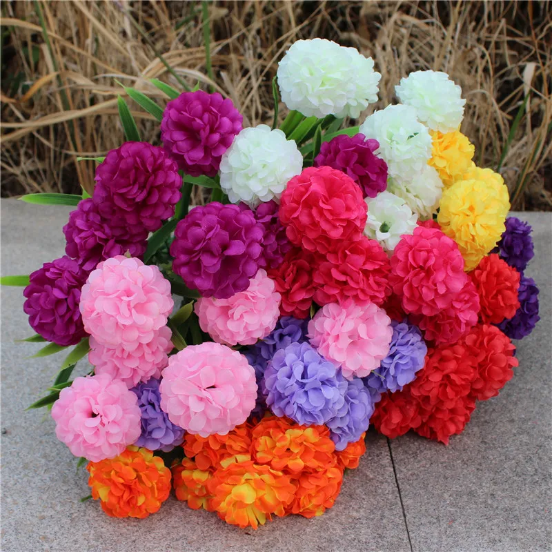 Silk Artificial Hydrangea Flowers Onion Balls Bridemaid Bouquet Bridal Wedding Party Decor Floral Supplies table centerpi