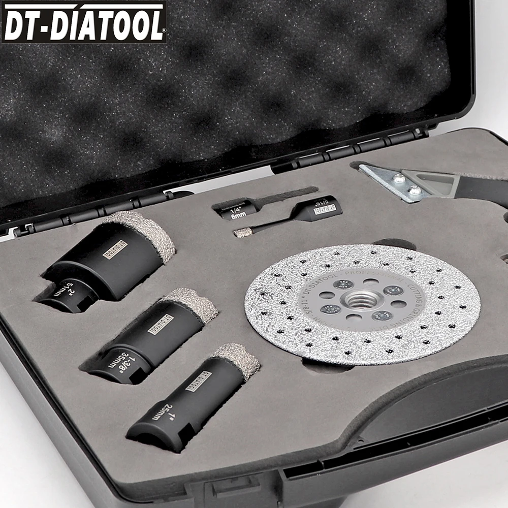 DT-DIATOOL 1Boxed Diamond Hole Saw Cutter Drill Core Bits  Cutting Wheel Grinding Discs for Ceramic Porcelain Tile 5/8 Thread