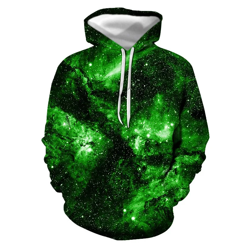 

AliExpress Spring and Autumn Season Hot 2021 3D Green Broken Effect Printed Casual Men's Hooded