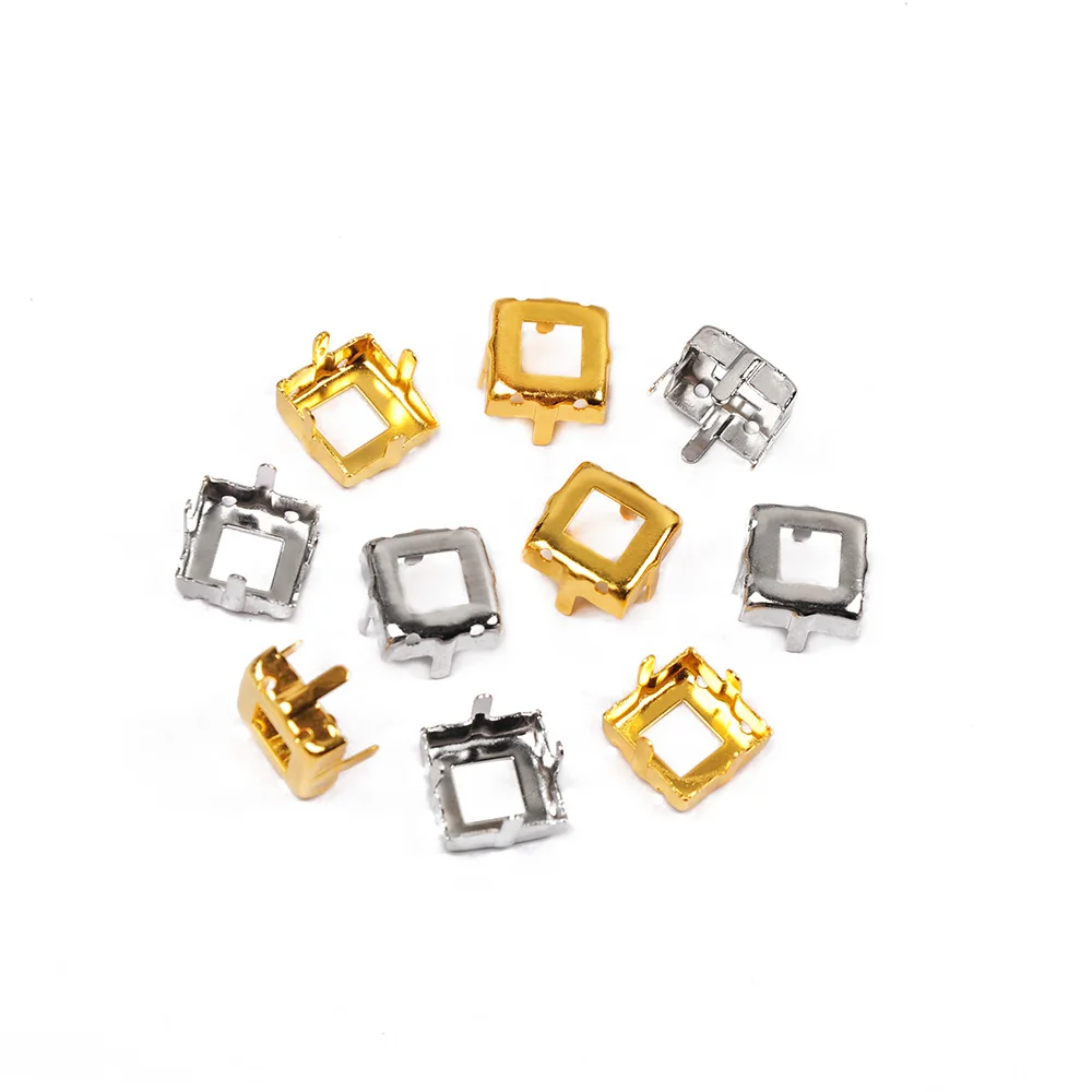 CTPA3bI All Color Crystal Princess Square  Glass Stone Sew On Crystals Rhinestone Jewels Beads With Claw DIY Garment Accessories
