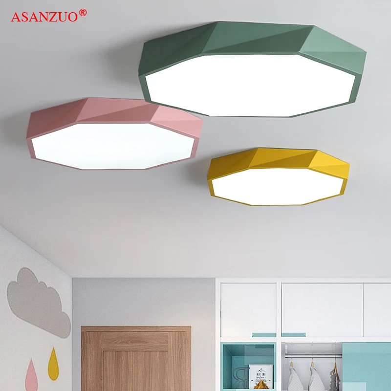 luzes de teto led com controle remoto montagem superficie octagon lampada do teto moderno jantar sala de estar quarto quarto de criancas 01