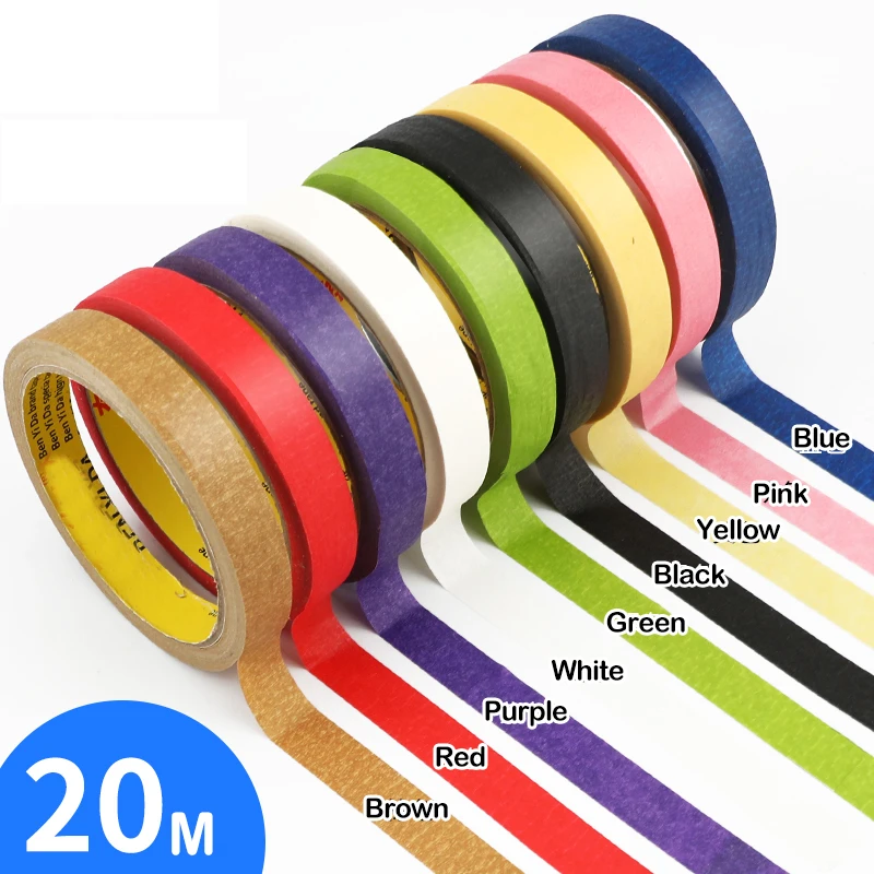 15 Rolls 15mm Masking Tape No trace outside the wall Inkjet mask Tape 20M Multicolor Normal Warm for office/writing/Car spraying