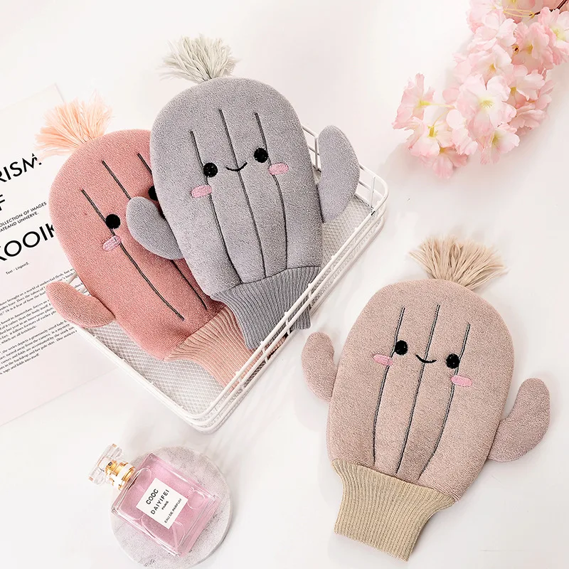 1PC Creative Baby Bath Gloves Children Cartoon Cactus Bath Towel Scrubbing Gloves Body Clean Sponge Bath Accessories Soft Gloves