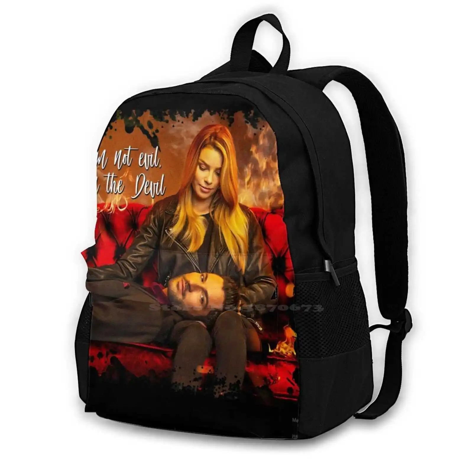 Lucifer School Bag Big Capacity Backpack Laptop 15 Inch Lucifer Lucifer Mornin Tom Ellis Serie Tv Tv Show Satan Demon Devil