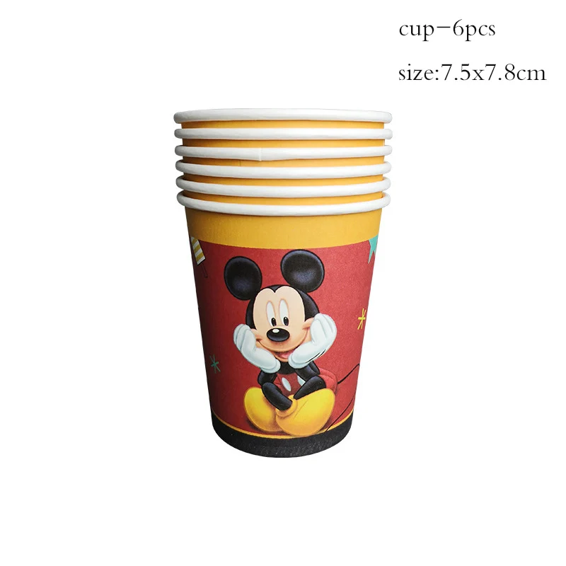 Disney Cartoon Mickey Mouse Theme Cutlery Kids Party Decoration Birthday Party Baby Bath Cup Plate Party Supplies Dinner sets