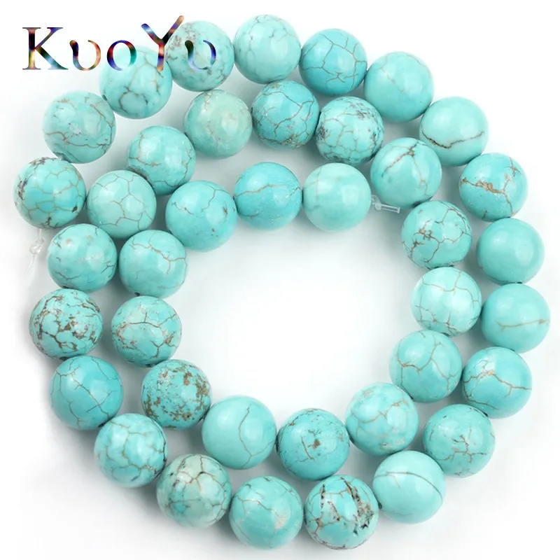 Natural Stone Blue Turquoises Howlite Beads Round Loose Spacer Bead For Jewelry Making Diy Bracelet Accessories 4/6/8/10/12/14mm