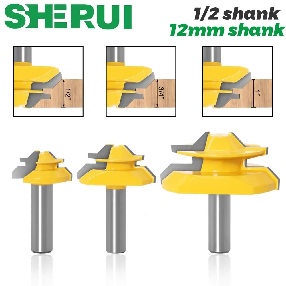 Roteador Bits Conjunto com 45 Graus Glue Joint Lock Miter Pcs Woodworking Cutter Tools Glue Joint Grupo Tenon Cutter