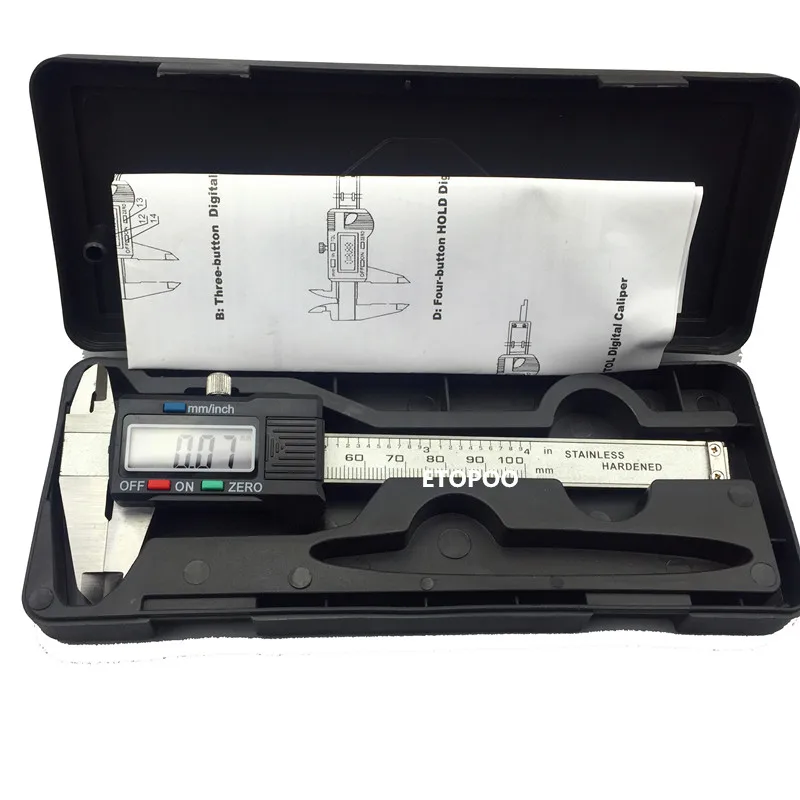Imagem -05 - Polegada de Digital Caliper Eletrônico Digital Vernier Caliper Aço Inoxidável 25 Peças Lote 0100 mm